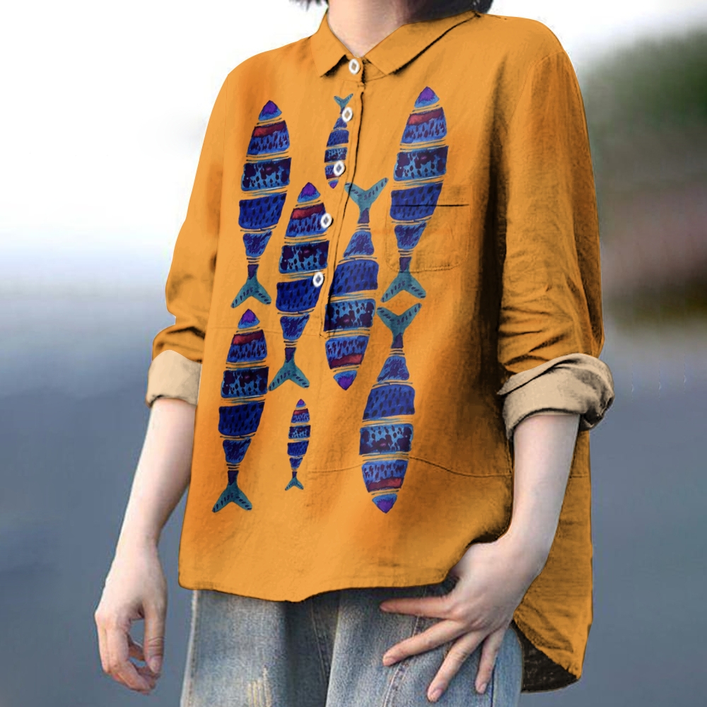 Women's Art Fish Print Casual Shirt
