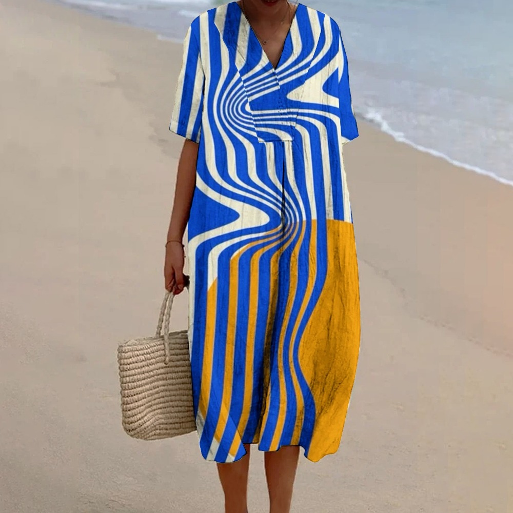 Women's Vintage Abstract Art Print Casual Cotton And Linen Shirt