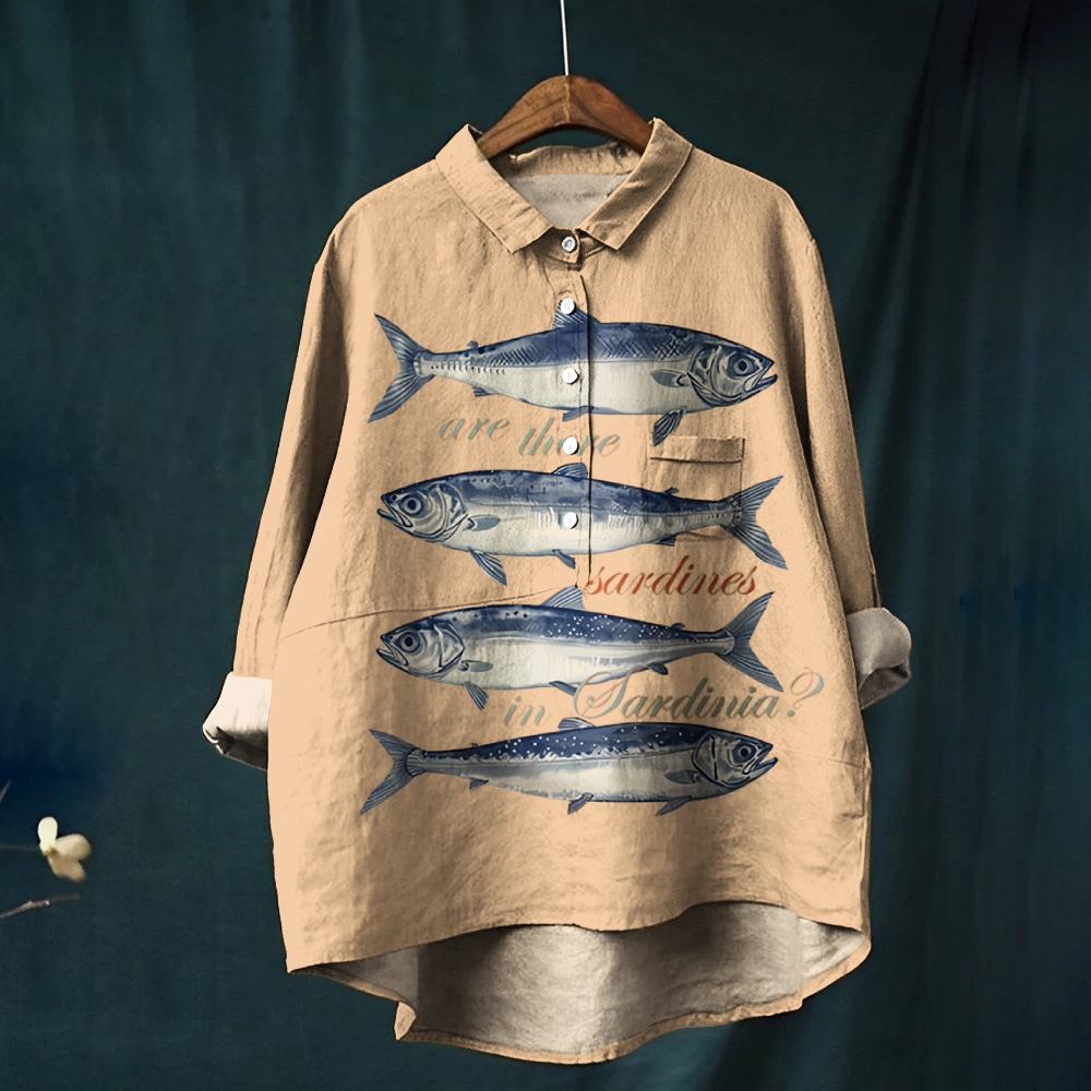 Women's Sardines Print Print Casual Shirt