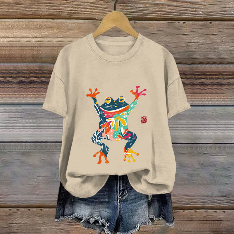 Cotton Cute Frog Print T-shirt