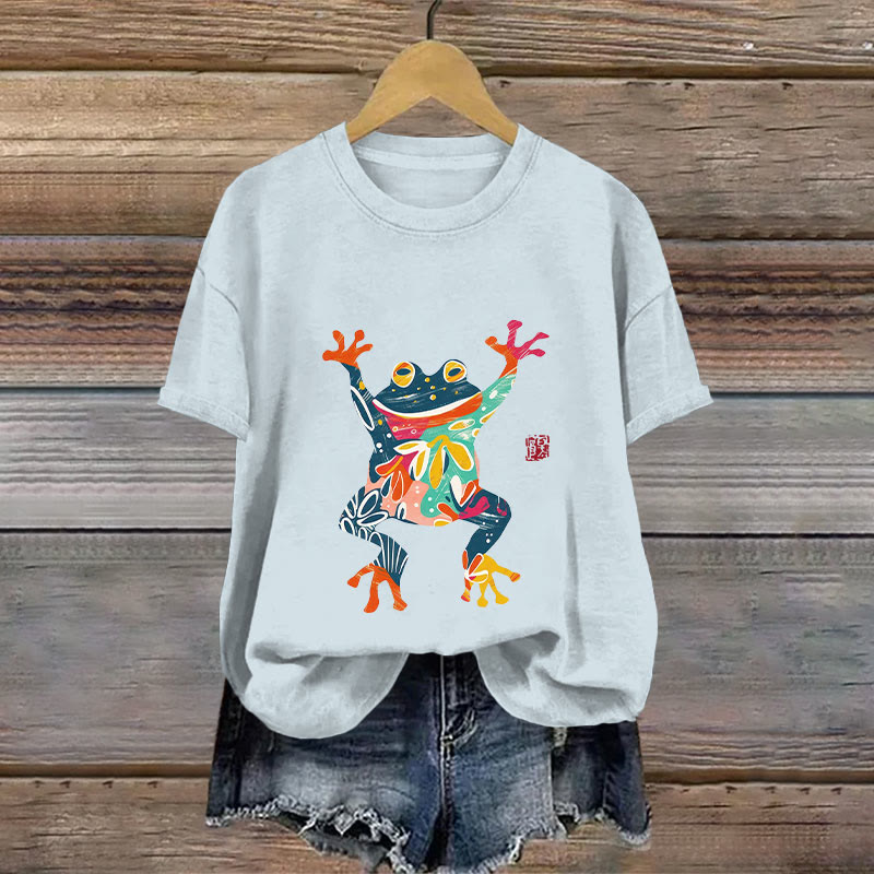 Cotton Cute Frog Print T-shirt
