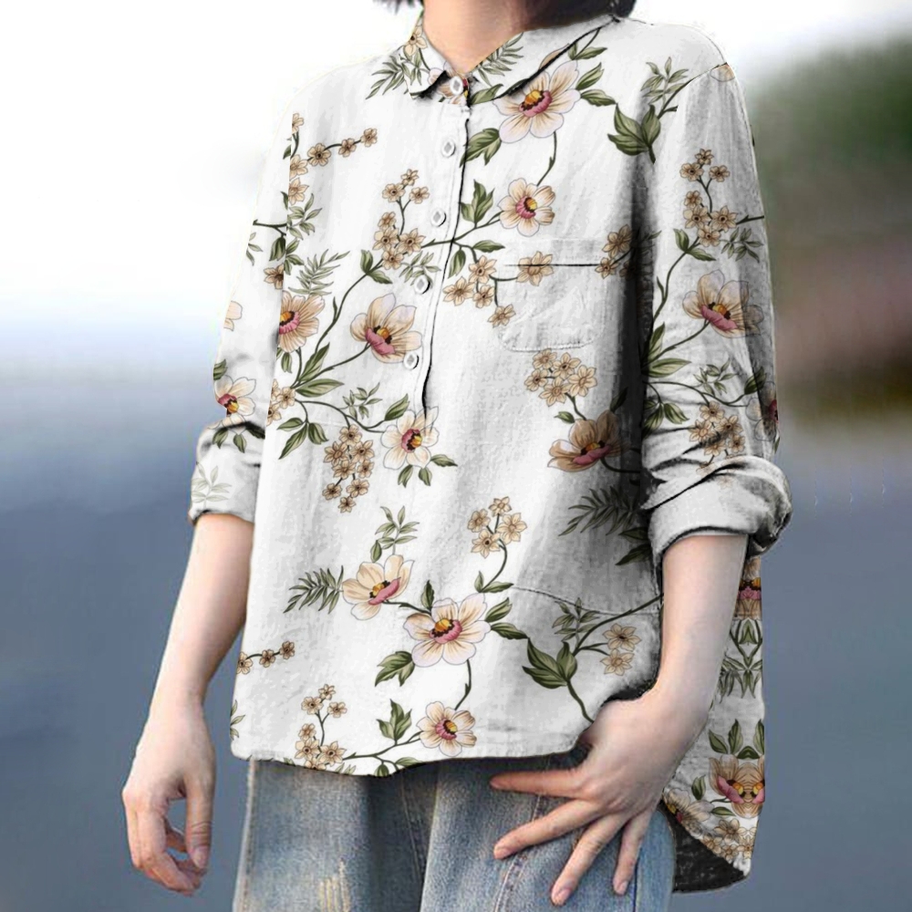 Women's Flower Print Casual Shirt