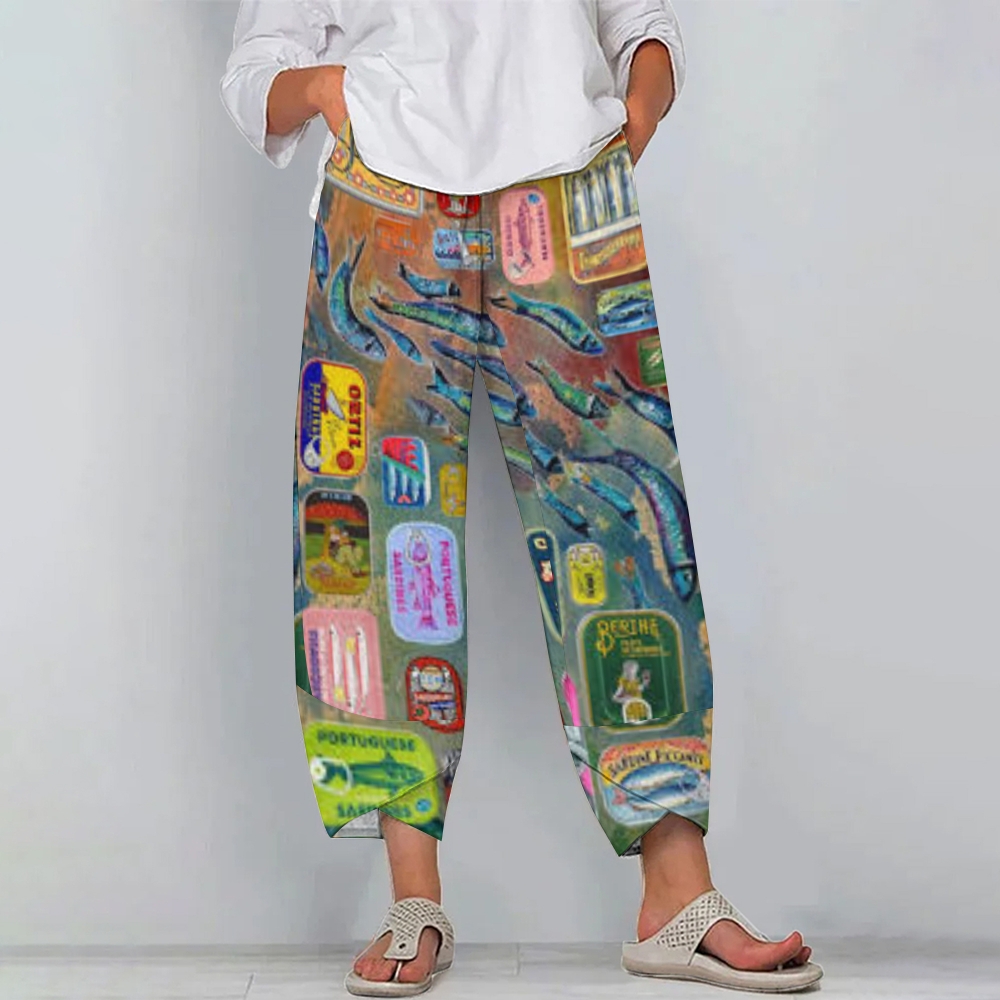 Women's Casual Sardines Printed Pants