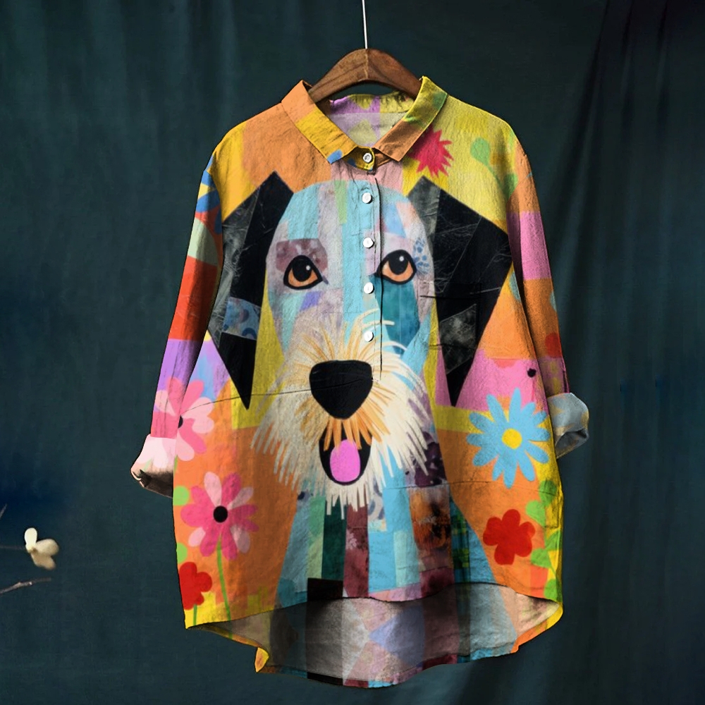 Women's Carton Dog Print Casual Shirt