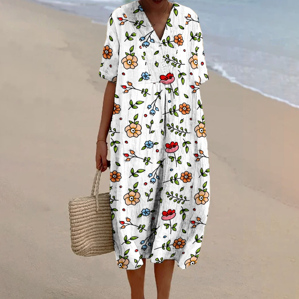 Women's Flower Print Flowy Dress