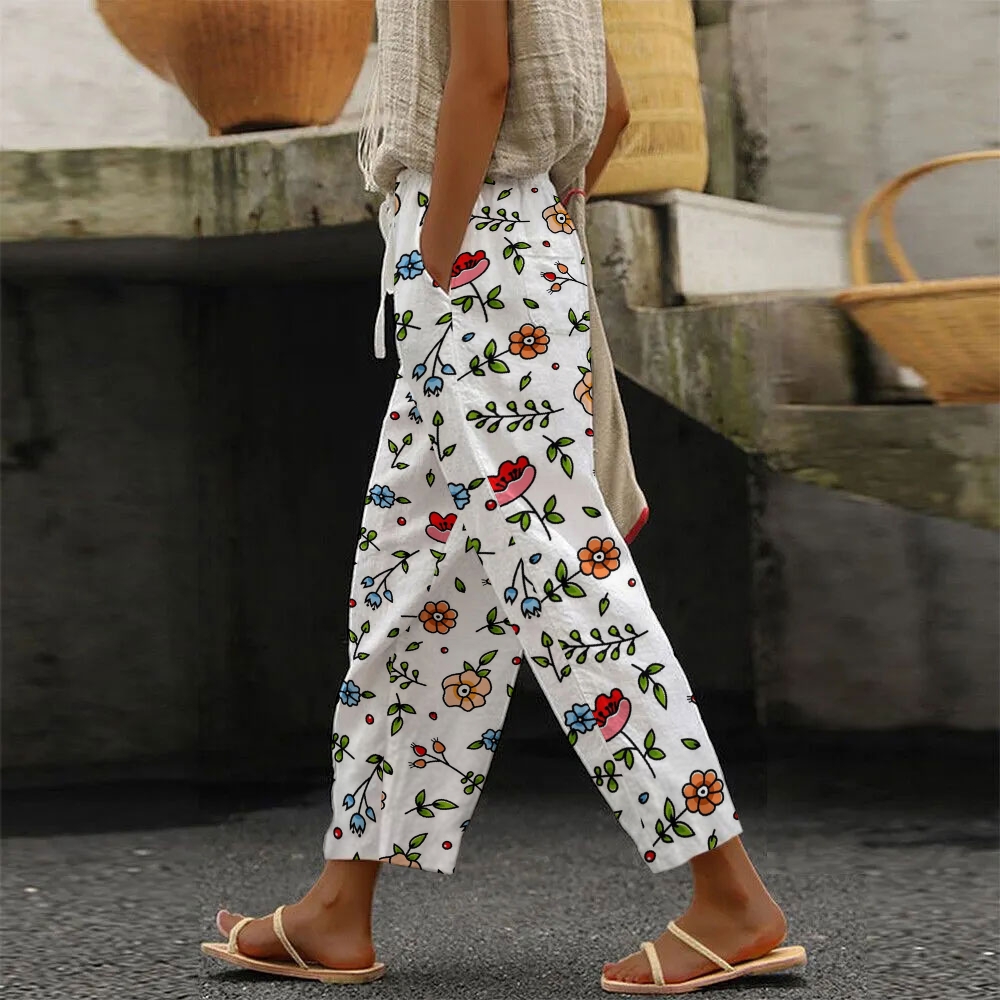 Women's Flower Printed Casual Pants