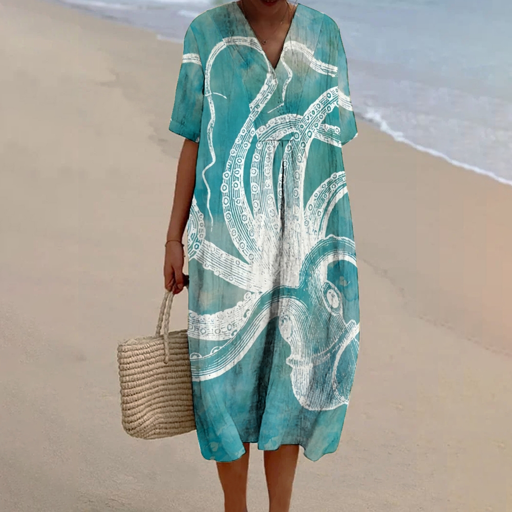 Women's Octopus Print Flowy   Dress
