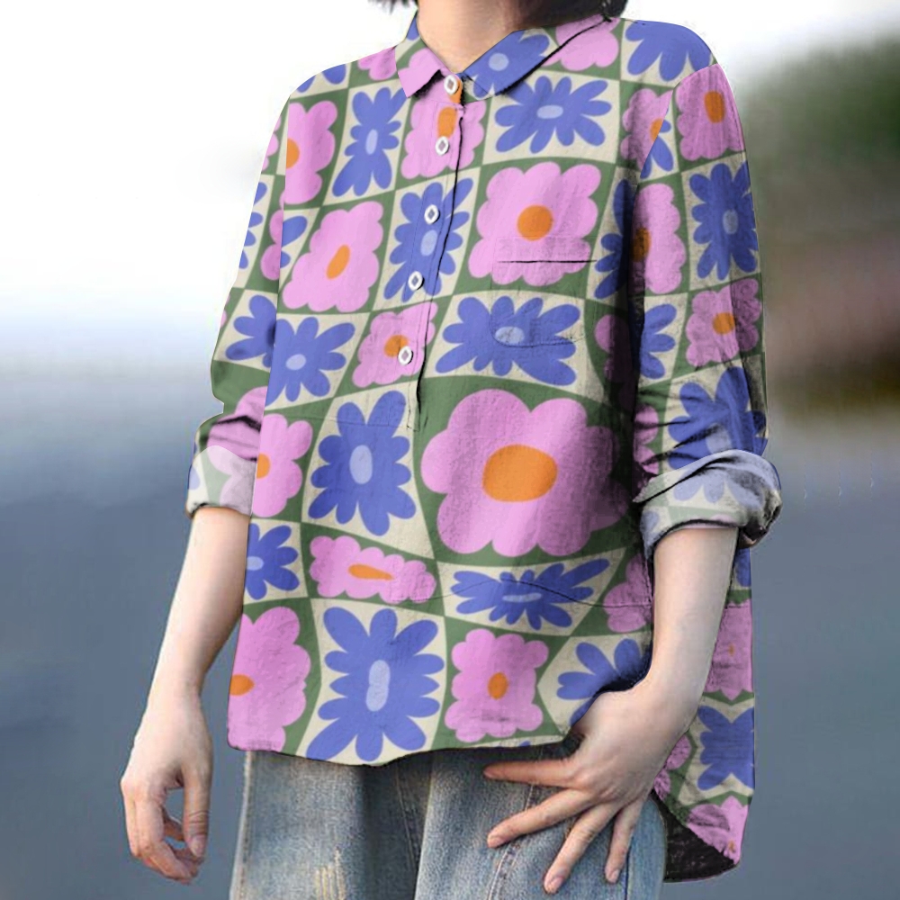 Women's Flower Print Casual   Shirt