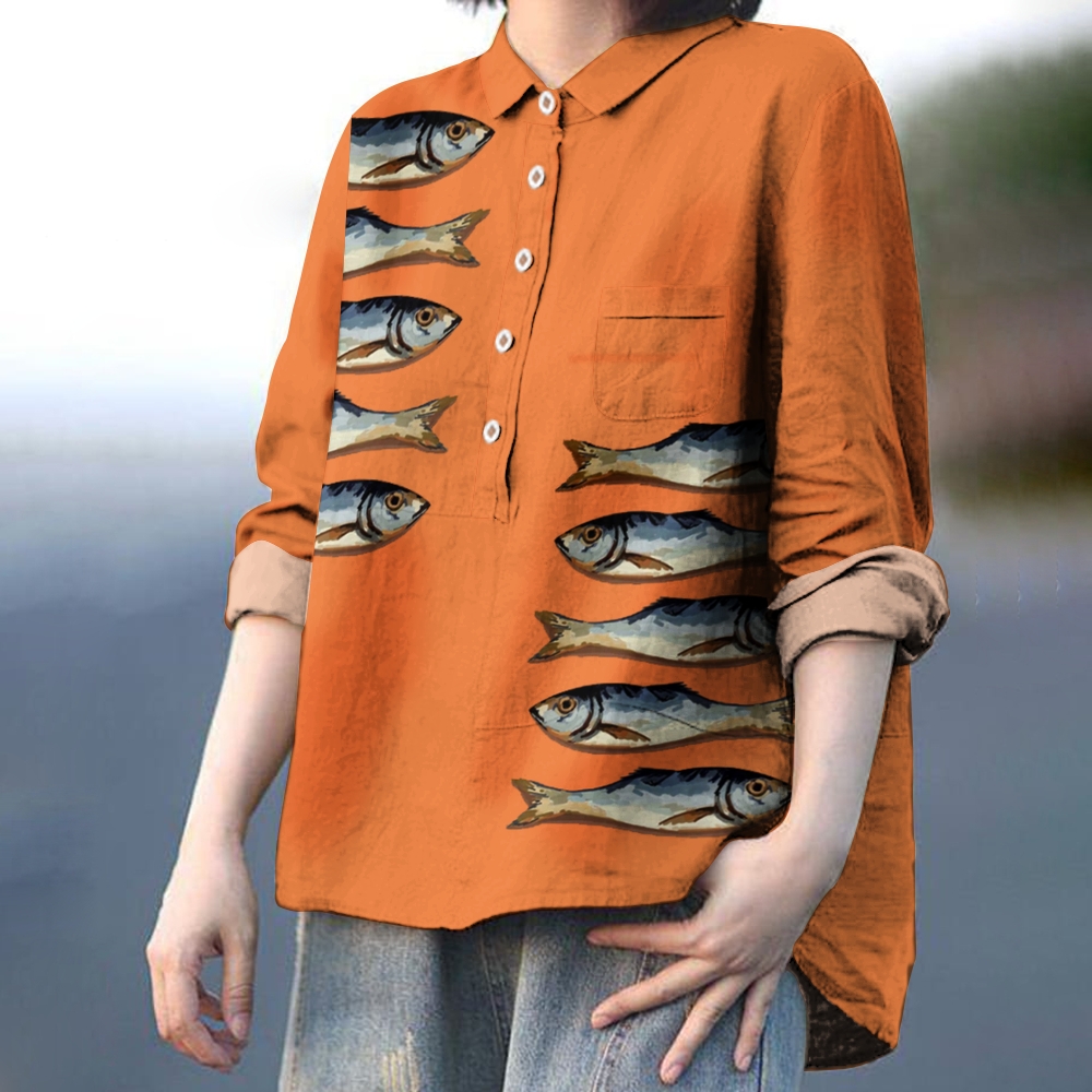 Women's Fish Printed Casual Shirt