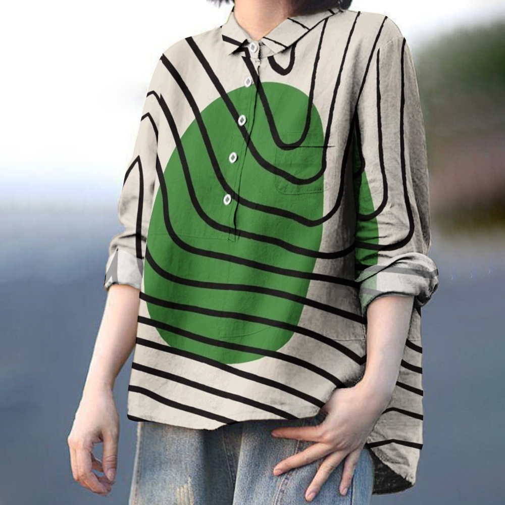 Women's Retro Abstract Art Printed Casual Shirt