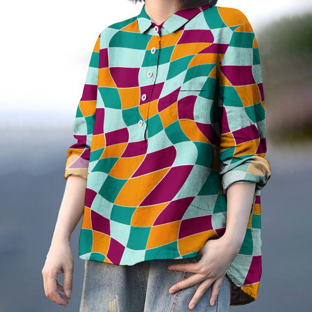 Women's Colorful Plaid Printed Casual Shirt