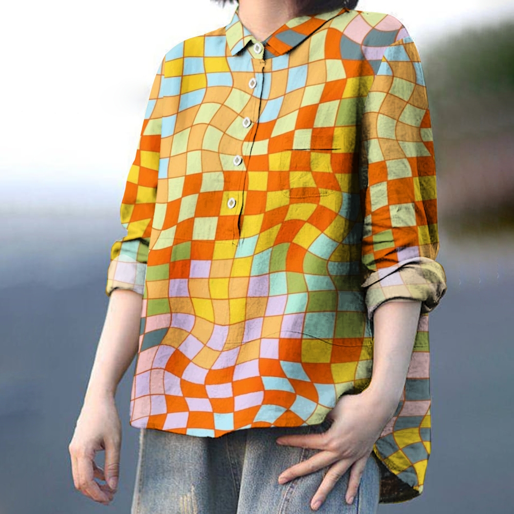 Women's Colorful Plaid Printed Casual Shirt