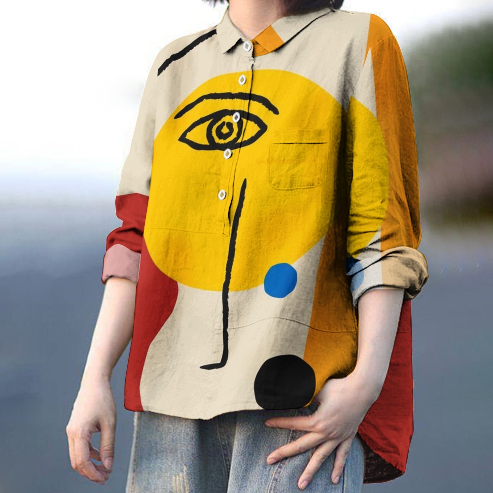 Women's Abstract Face Printed Casual Shirt