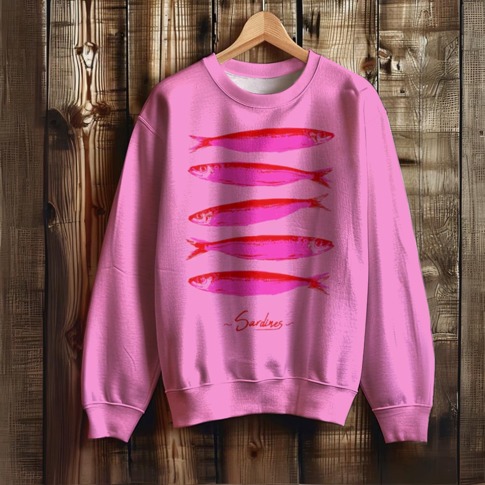 Unisex Sardines Printed Casual Sweatshirt