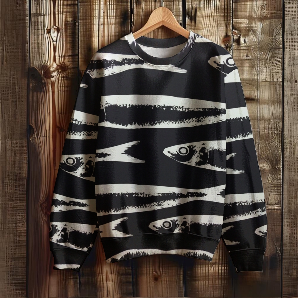 Unisex Sardines Printed Casual Sweatshirt