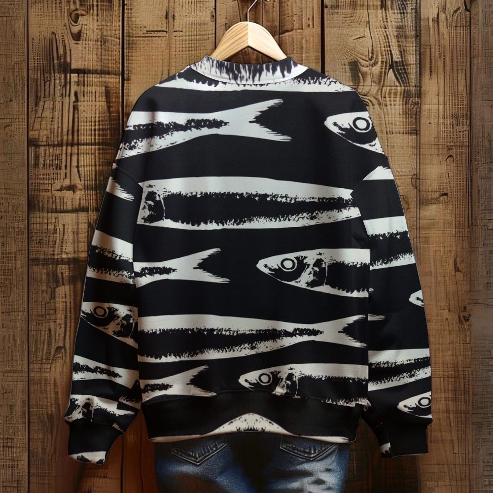 Unisex Sardines Printed Casual Sweatshirt
