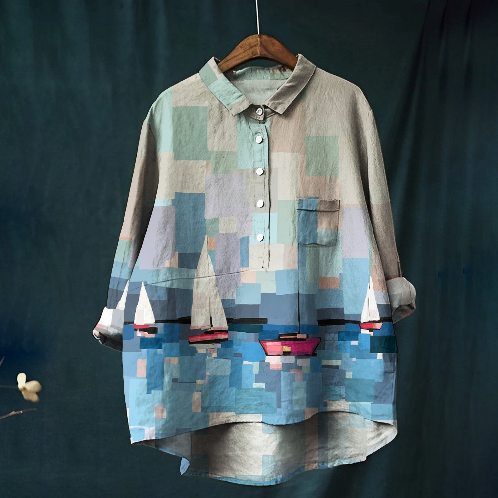 Women's Sailboat Printed Casual Shirt