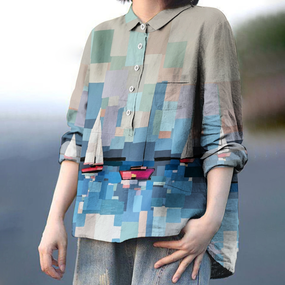 Women's Sailboat Printed Casual Shirt