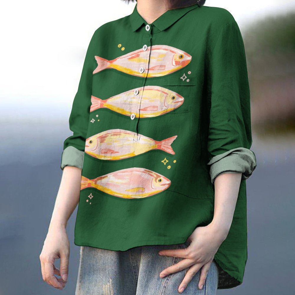 Women's Colorful Fish Printed Casual Shirt