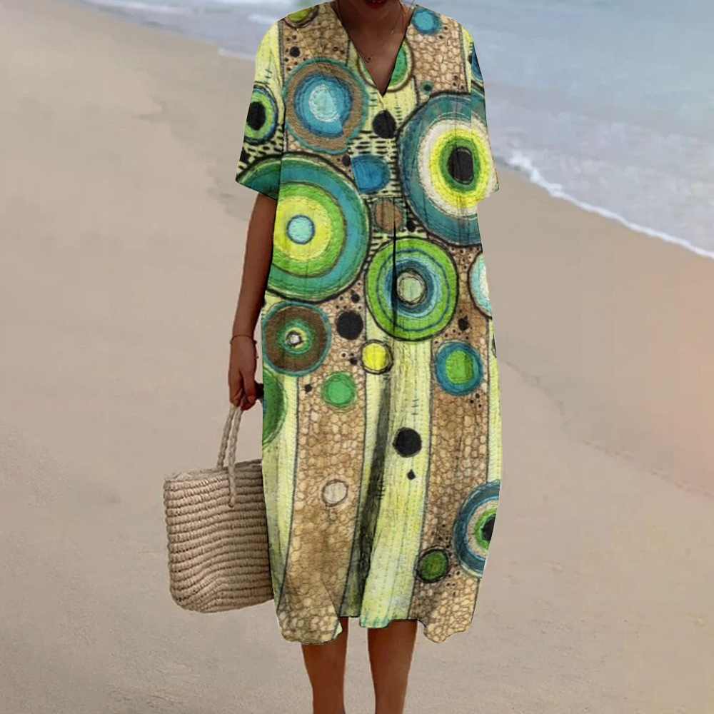 Women's Colorblock Printed Flowy Dress