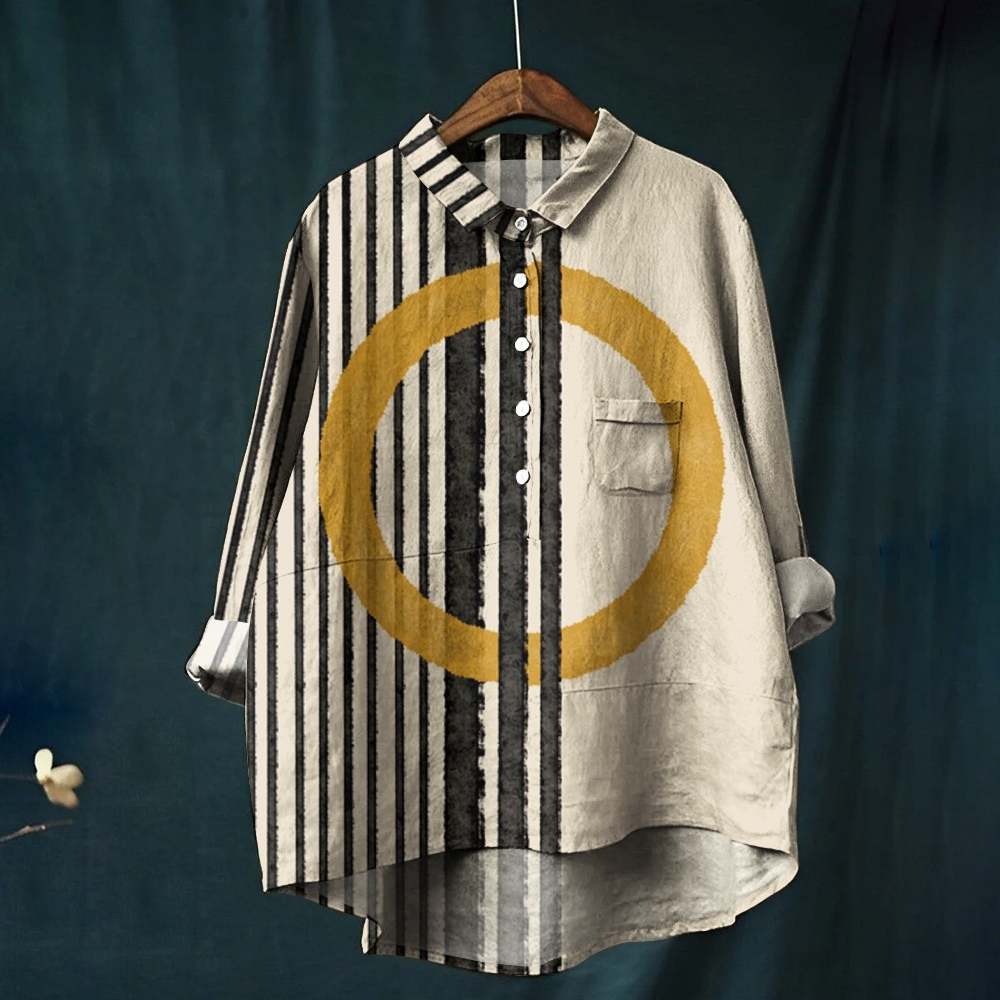 Women's Geometry Stripe Printed Casual Shirt
