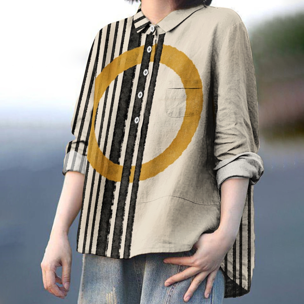 Women's Geometry Stripe Printed Casual Shirt