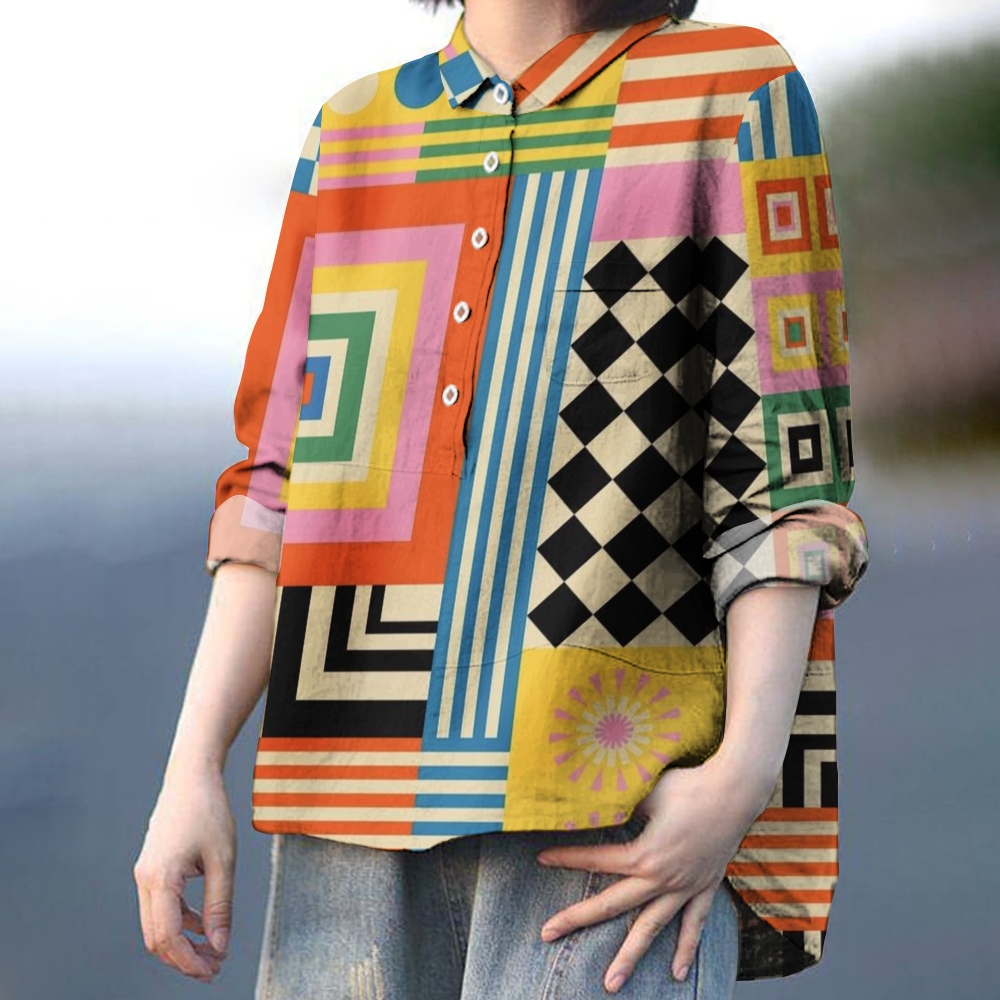 Women's Colorful Geometry Printed Casual Shirt