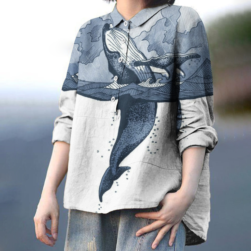 Women's Shark Printed Casual Shirt