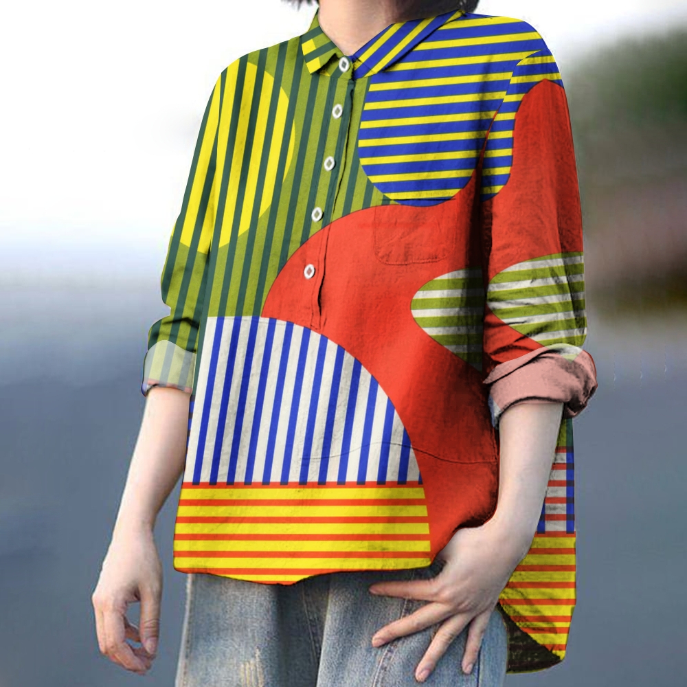 Women's Abstract Stripe Printed Casual Shirt
