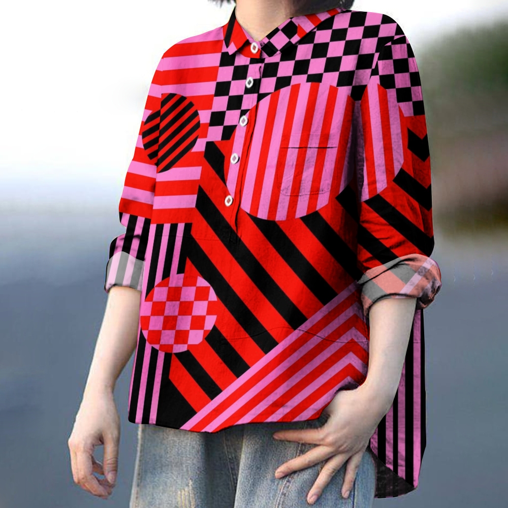 Women's Colorful Geometry Printed Casual Shirt