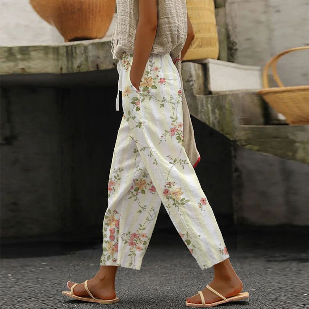 Women's Vintage Flower Printed Casual Pants