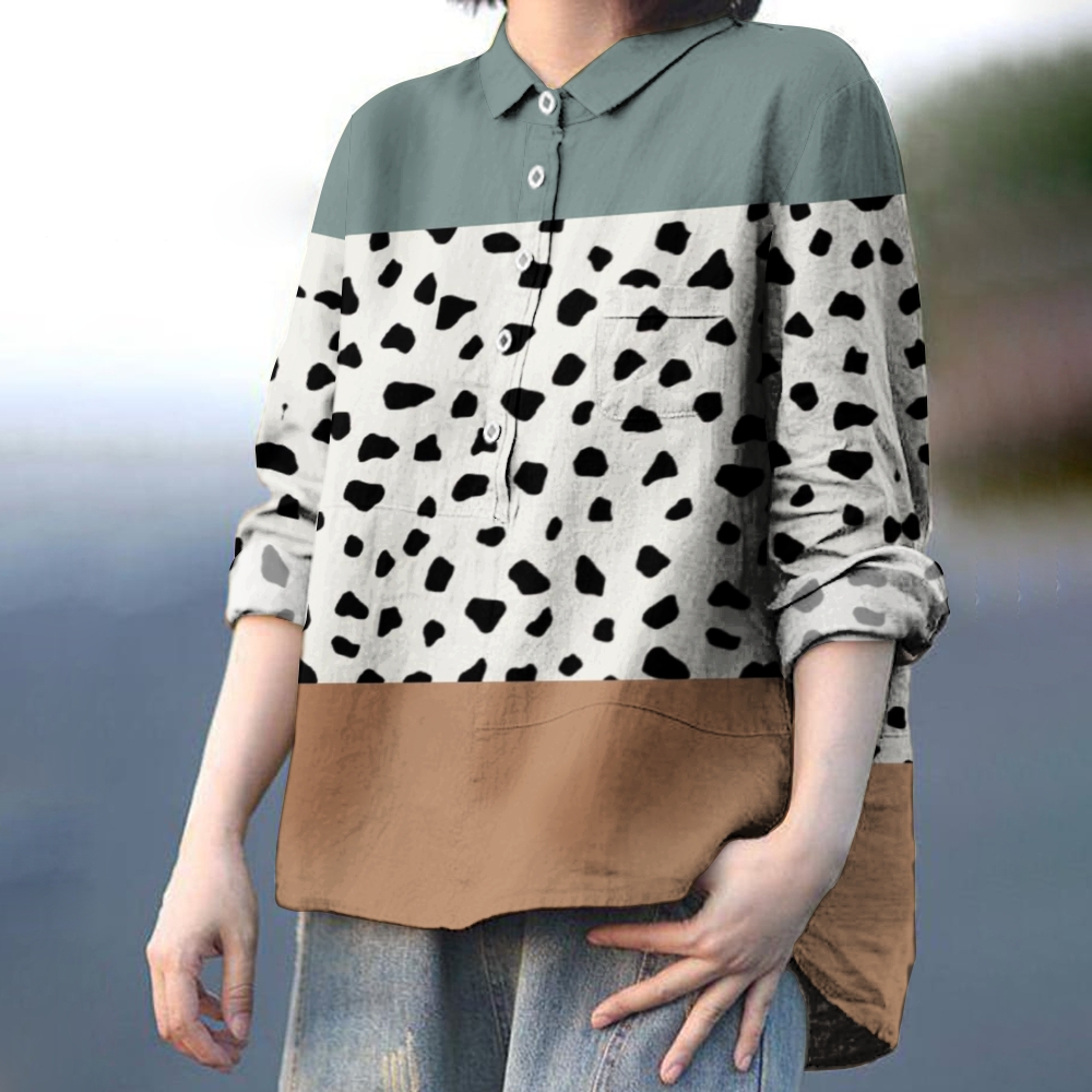 Women's Colorblock Printed Casual Shirt
