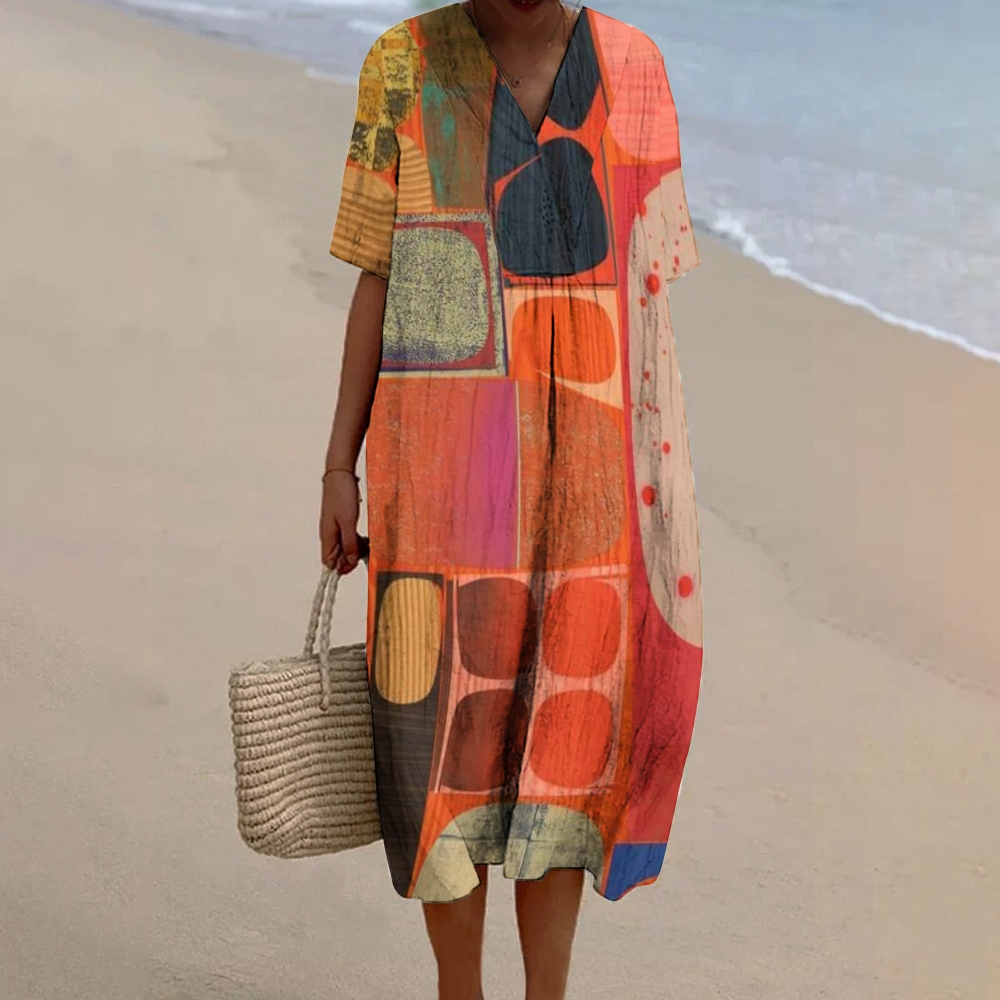 Women's Abstract Geometry Printed Flowy Dress