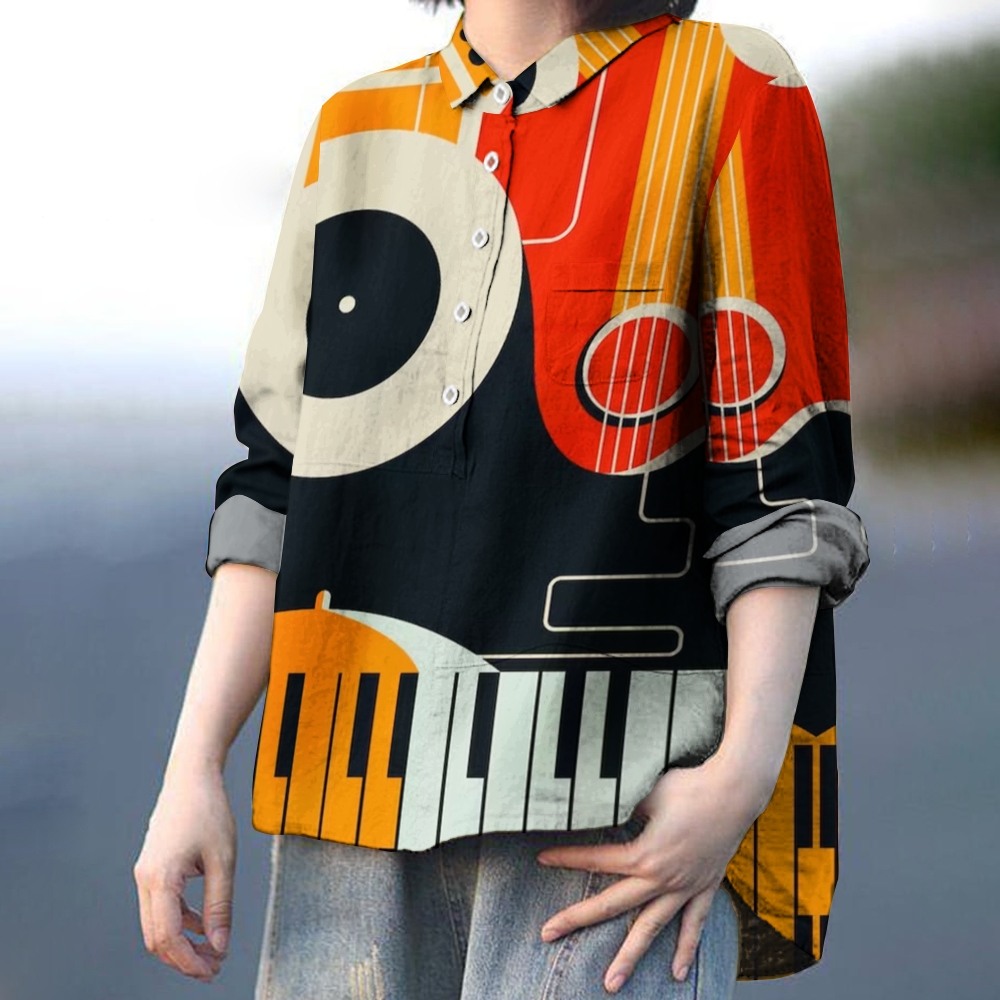 Women's Abstract Geometry Printed Casual Shirt