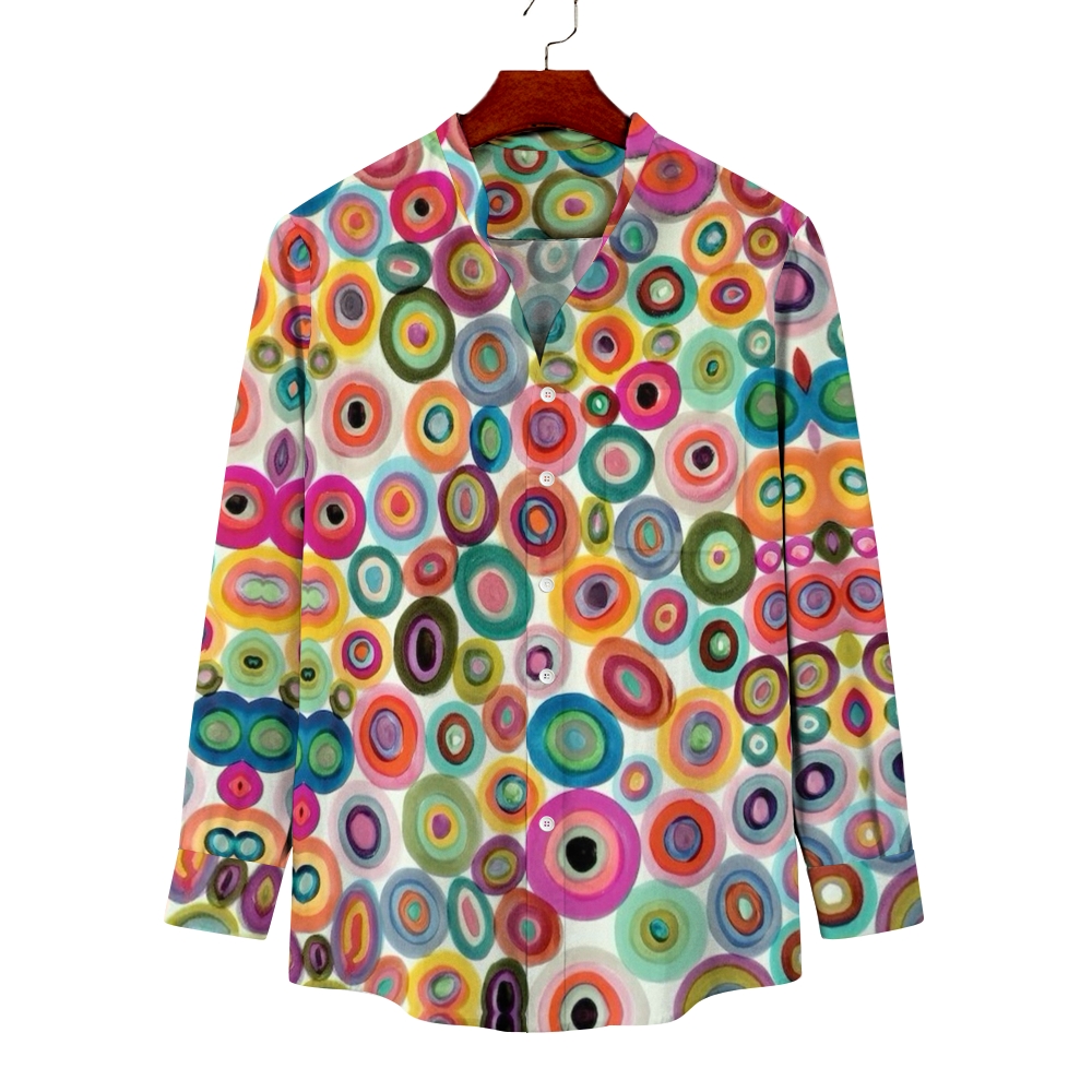 Men's Stand Collar Abstract Print Shirt Shirts