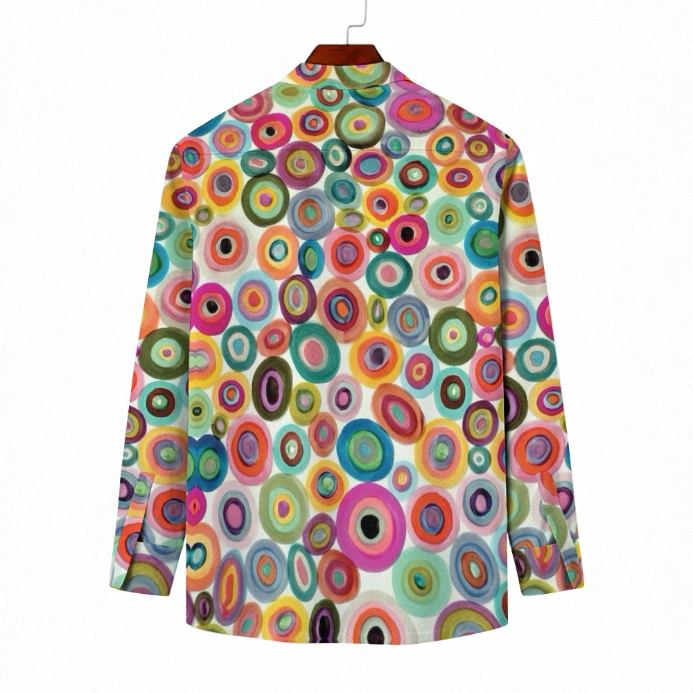 Men's Stand Collar Abstract Print Shirt Shirts
