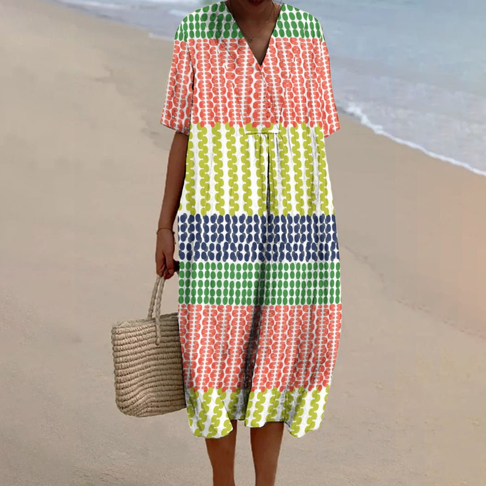 Women's Colorful Geometry Printed Flowy Dress