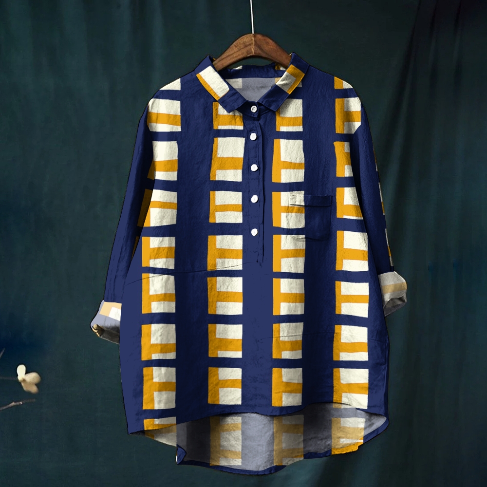 Women's Colorblock Plaid Printed Casual Shirt