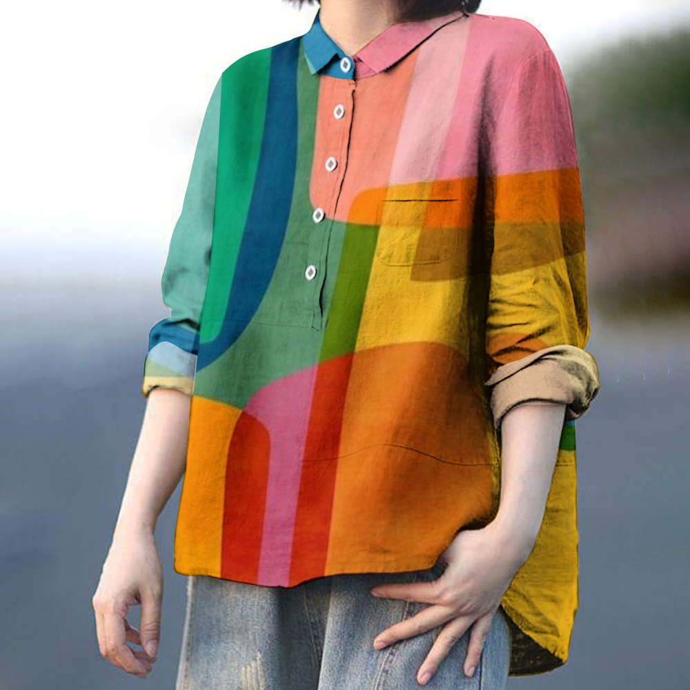 Women's Colorblock Printed Casual Shirt