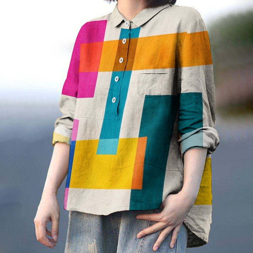 Women's Colorblock Printed Casual Shirt
