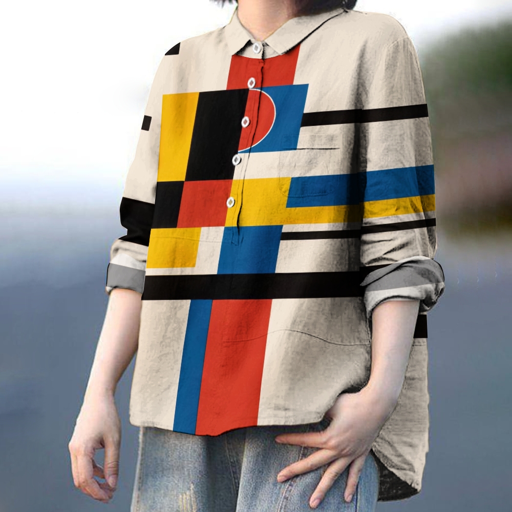 Women's Colorful Geometry Printed Casual Shirt