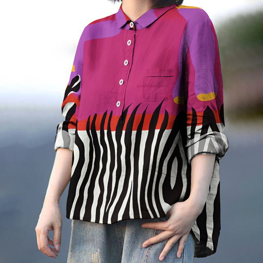 Women's Color Block Printed Casual Shirt