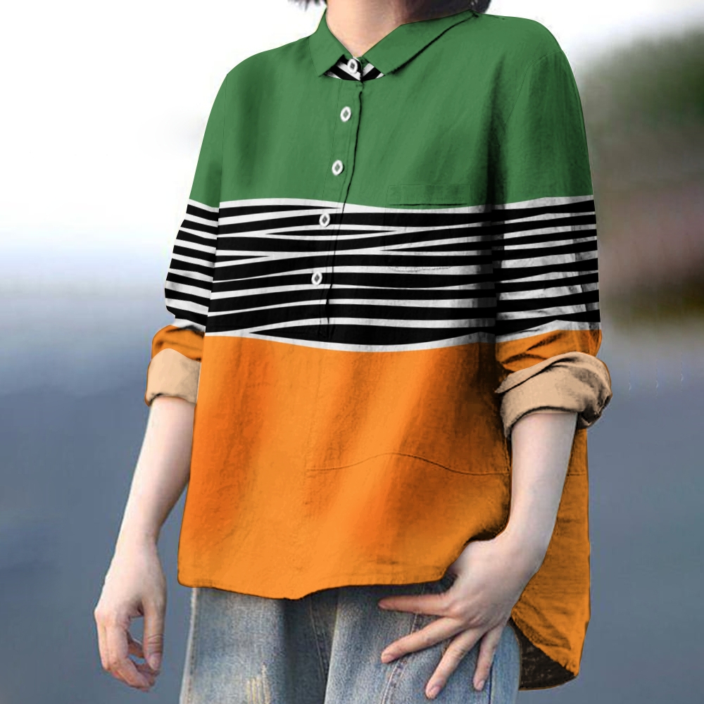 Women's Color Block Printed Casual Shirt