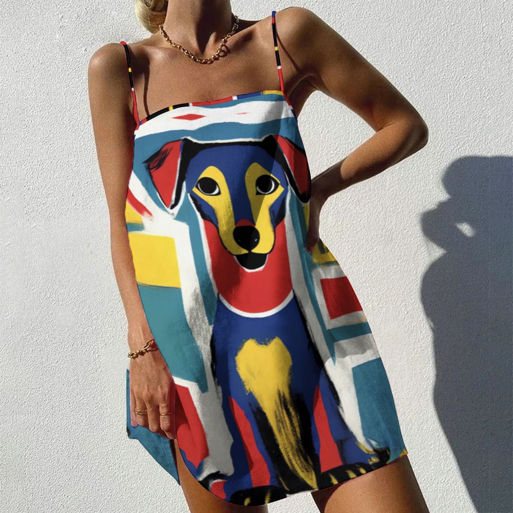 Women's Colorful Art Dog Print Mini Dress