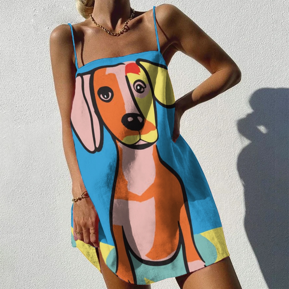 Women's Colorful Art Dog Print Mini Dress