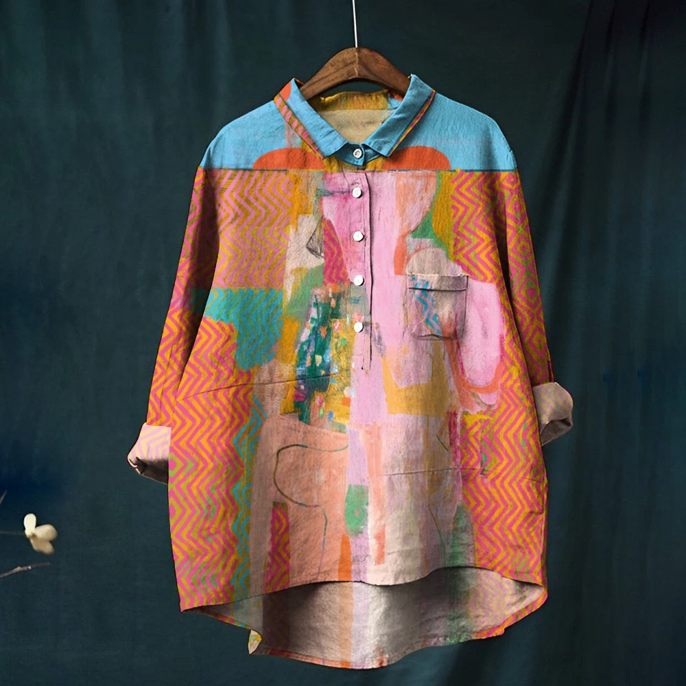 Women's Abstract Irregular Geometry Printed Casual Shirt