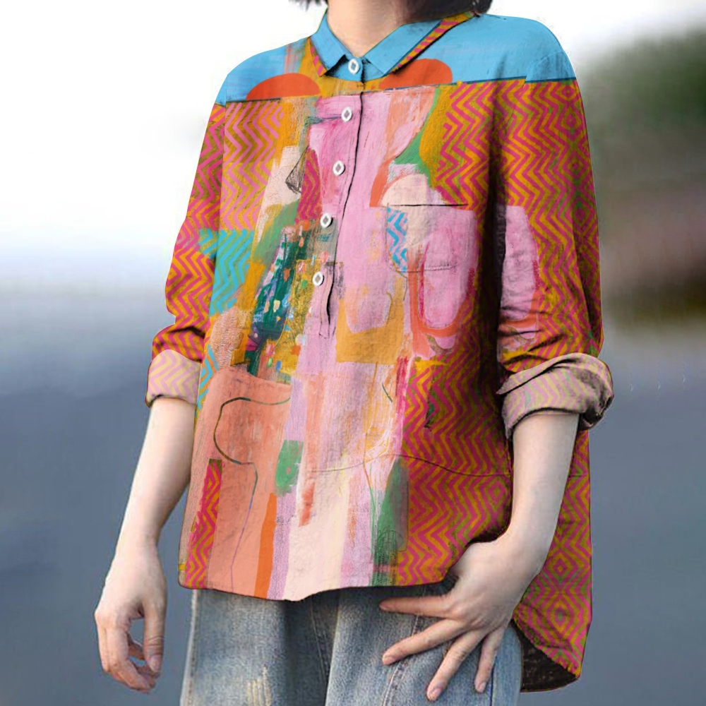 Women's Abstract Irregular Geometry Printed Casual Shirt