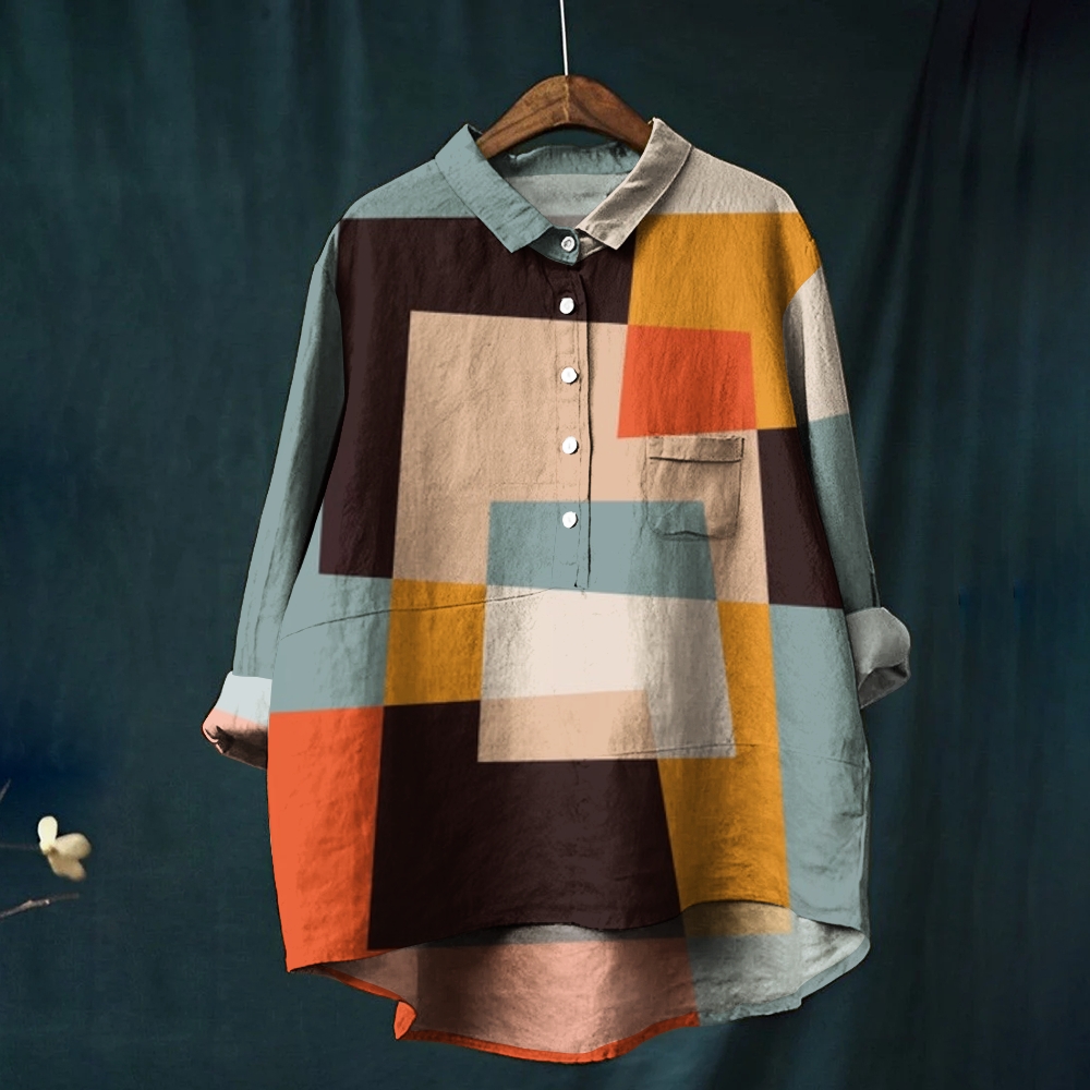 Women's Colorblock Printed Casual Shirt