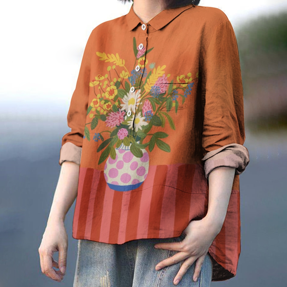 Women's Flowers Printed Casual Shirt