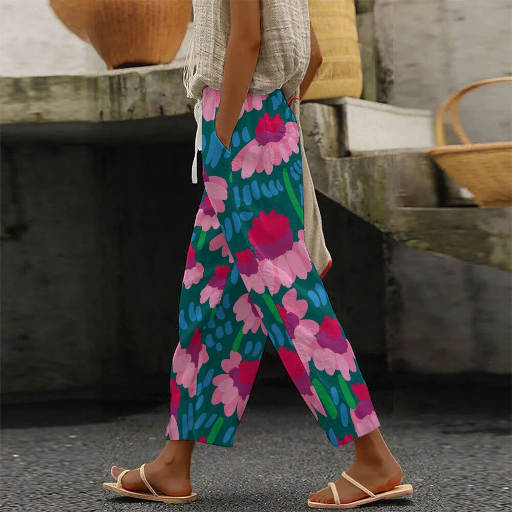 Women's Flowers Printed Casual Pants
